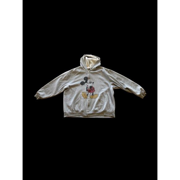Vintage Mickey Mouse Classic Men’s Large Zip Hoodie Sweatshirt Gray Disney - Picture 1 of 7